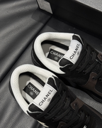 CC Mesh & Caviar Calfskin Sneakers – Black & White