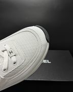 CC Mesh & Caviar Calfskin Sneakers – White & Black