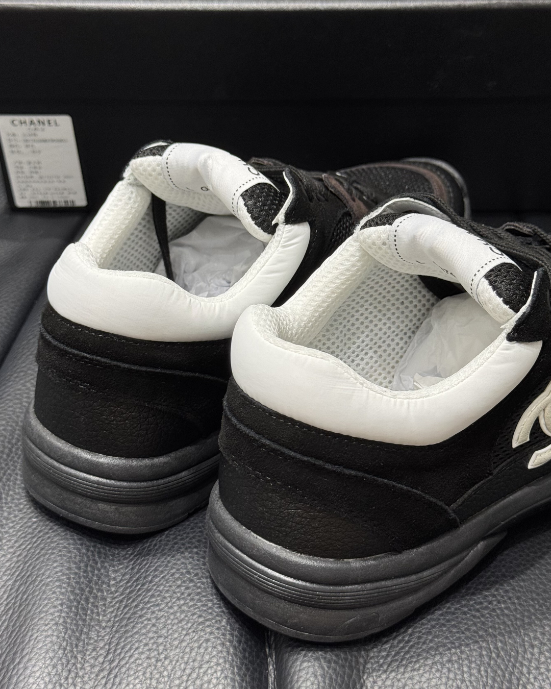 CC Mesh & Caviar Calfskin Sneakers – Black & White